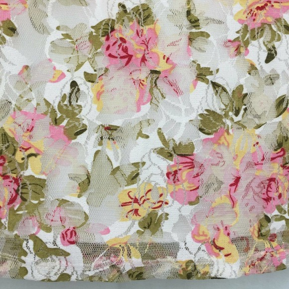 Dainty Hooligan Off Shoulder Tunic Dress Size S Roses Floral Lace Overlay Lined - Picture 2 of 13